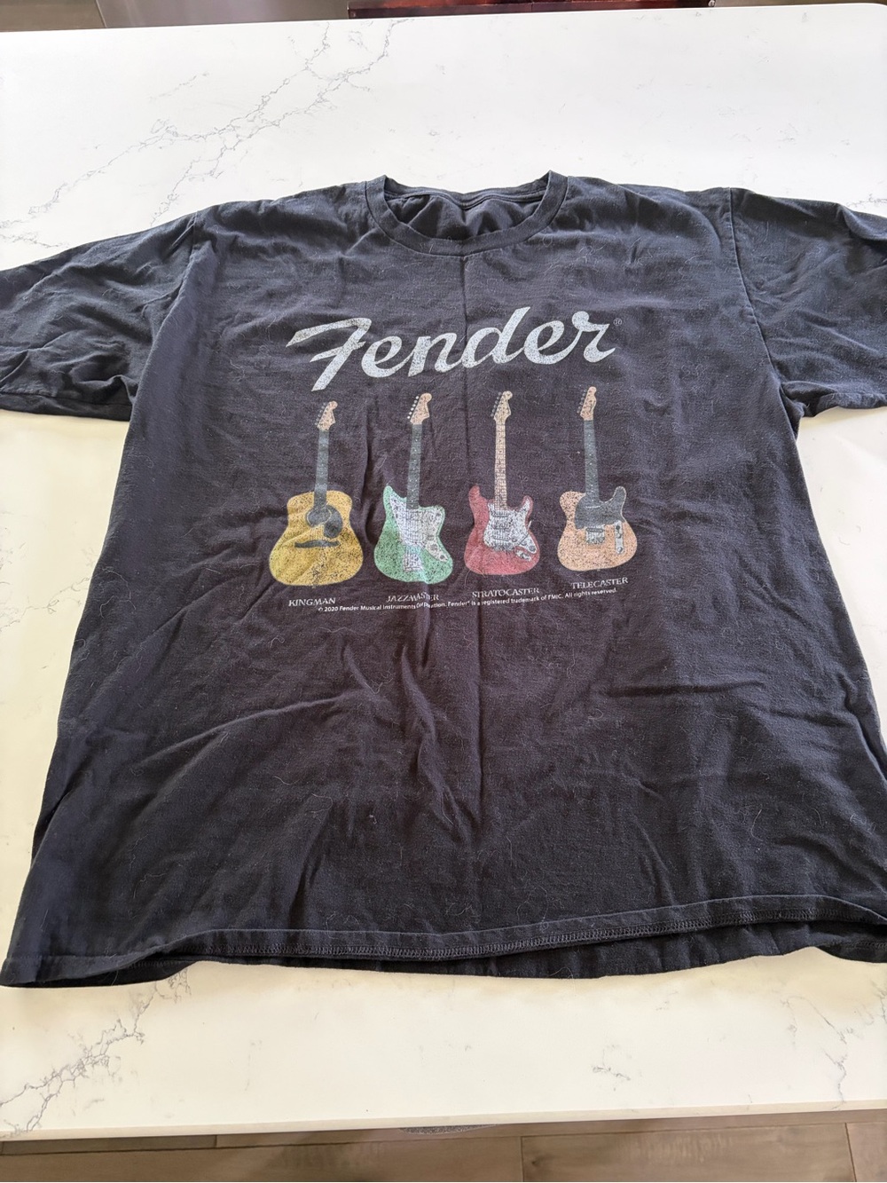 Fender Black Tee with Multicolor Guitar Lineup - Men’s Medium